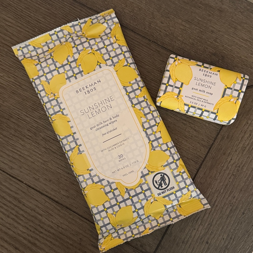 Beekman 1802 Soap Sunshine Lemon + Facial Cleansing Wipes 30 Count Lot New